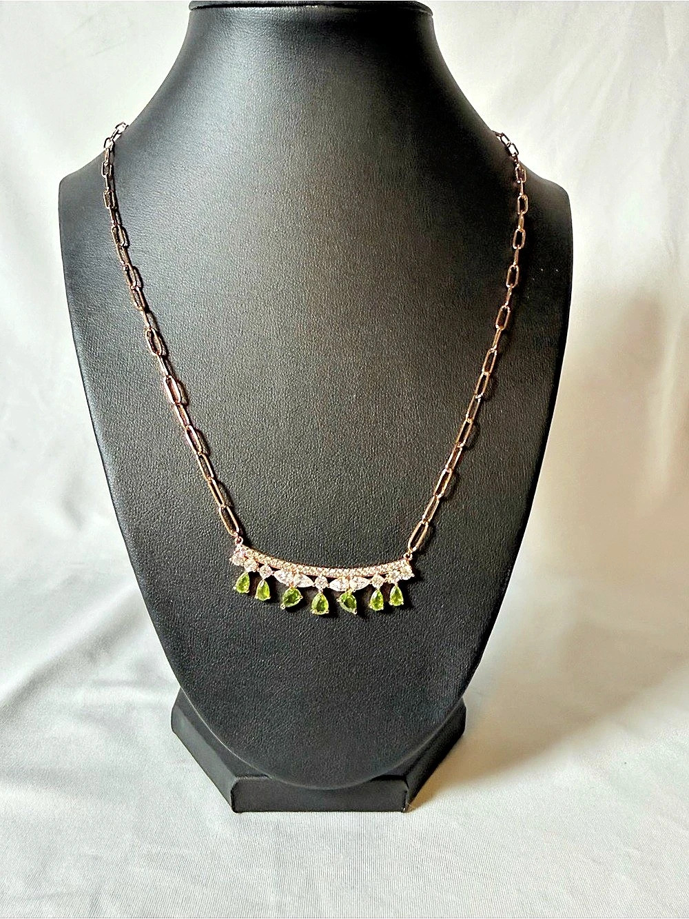 Rose Gold & Green Pendant Necklace